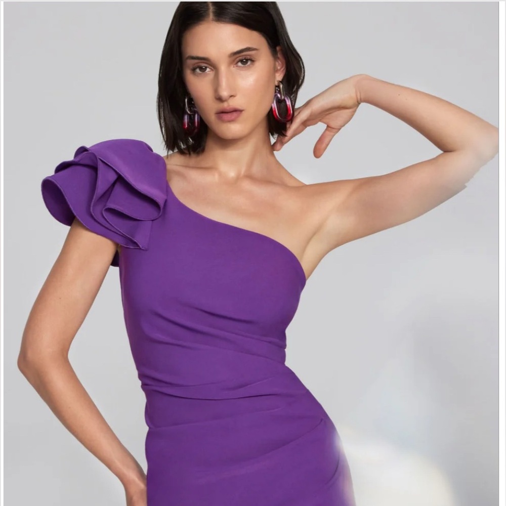 Joseph Ribkoff, Elegant Purple One-Shoulder Dress